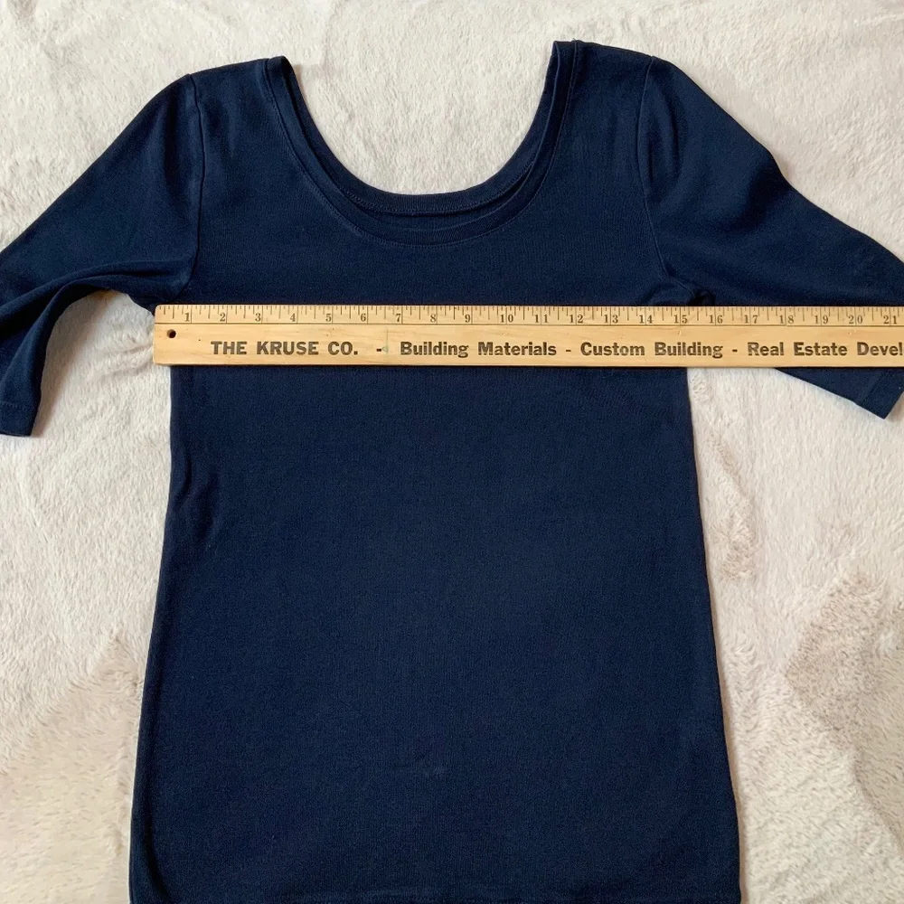 JCrew Blue M Perfect Fit Short Sleeve T Cottagecore Minimalist Monochrome Scandi